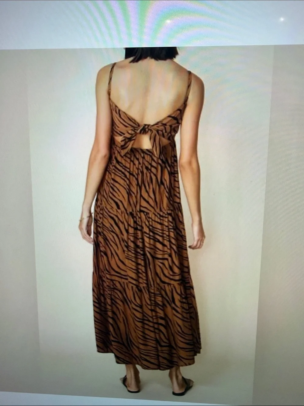 NWOT Faithfull the Brand Corvina Brown and Black Tiger Stripe midi Dress - Picture 6 of 10